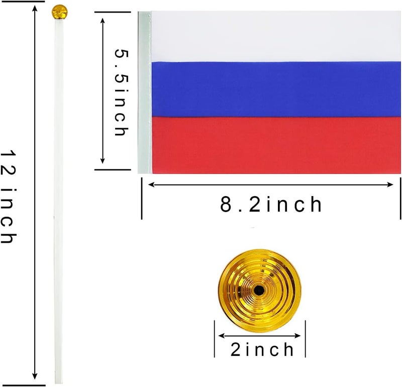 WXTWK 12 Pack Russia Flag Russian Desk Flag Small Mini Russian Table Flags With Stand Base,Home Office Festival Events Celebration Decorations - Image 2